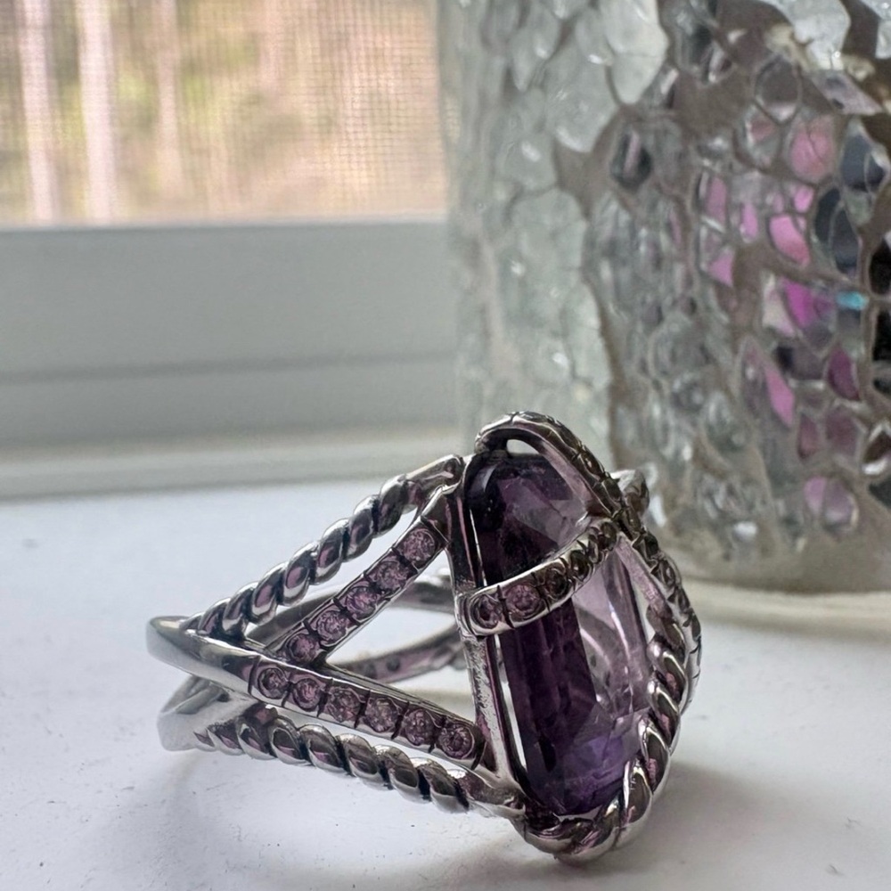 David Yurman Amethyst Crossover Ring - Picture 4 of 5